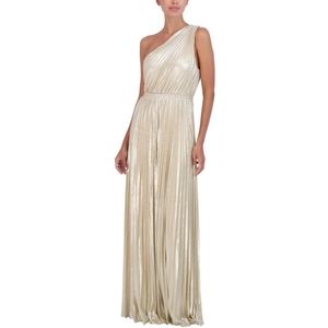 BCBG One Shoulder Gold Mettalic Gown